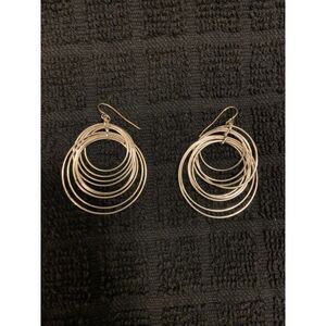 Silver Toned Dangling Circle Earrings 1.5" long and wide
